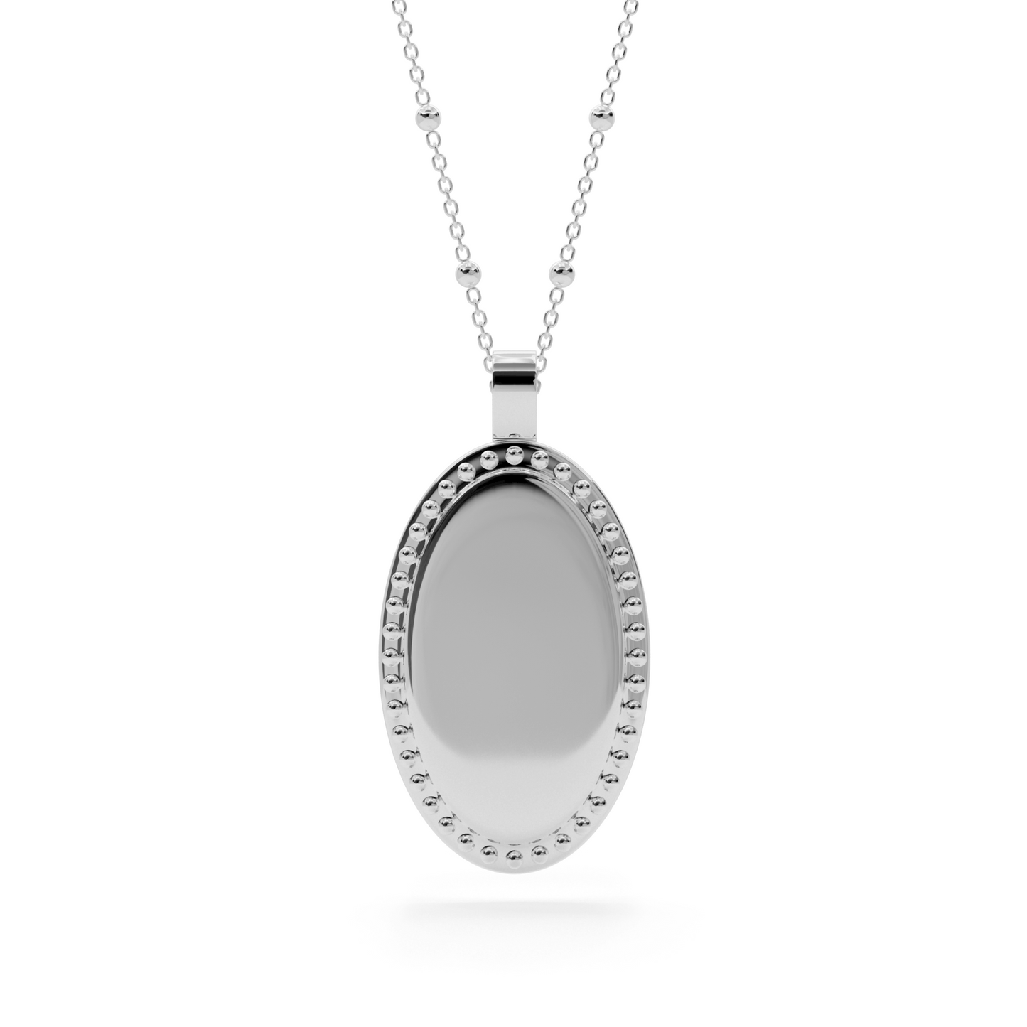 Oval Dots Charm Necklace - Silver