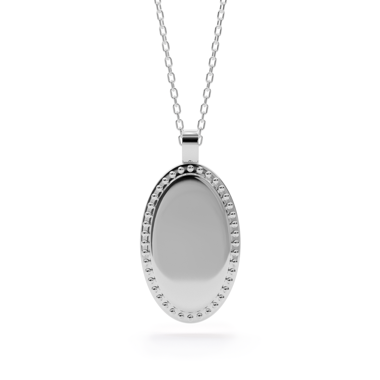 Oval Dots Charm Necklace - Silver